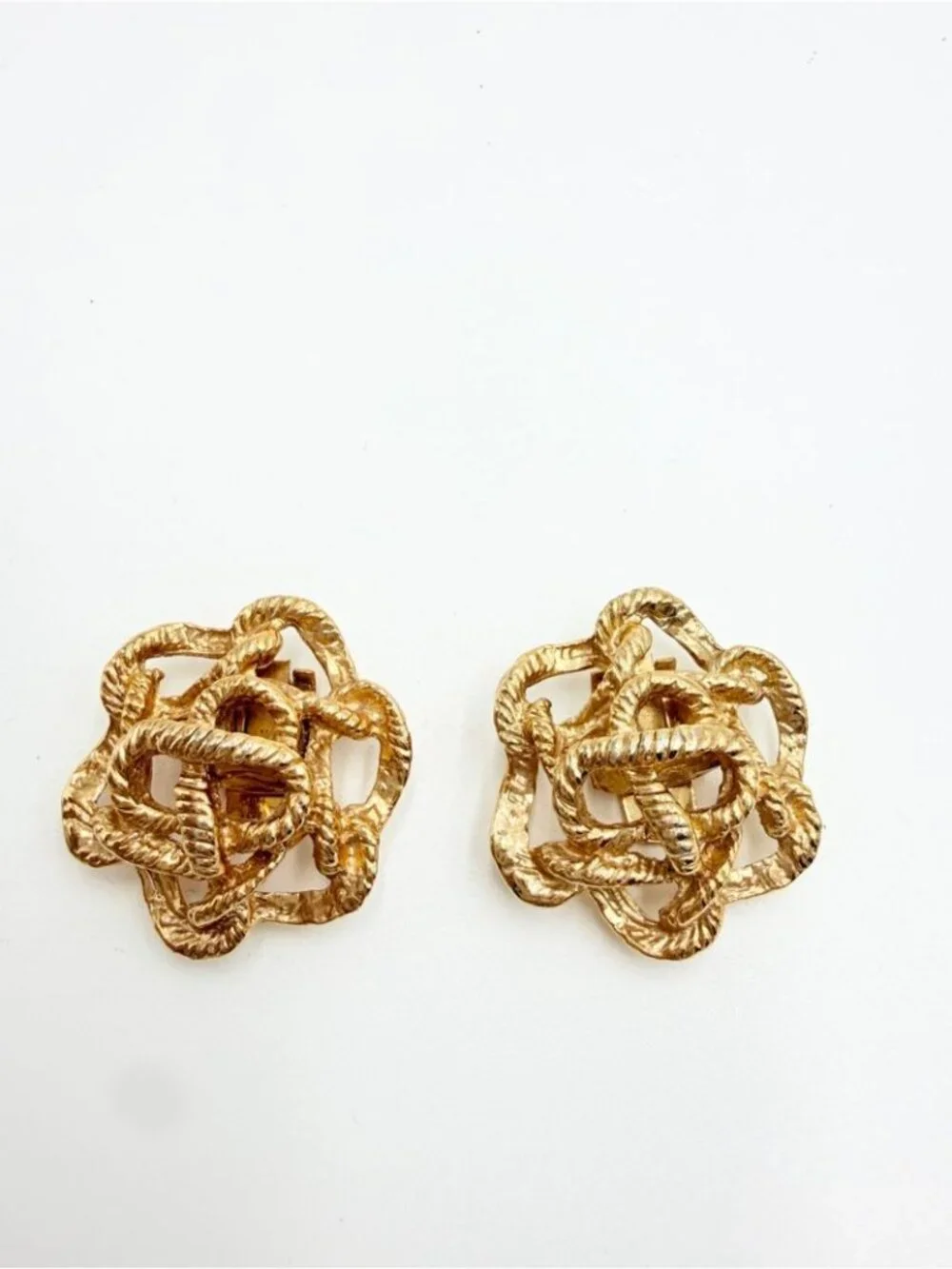 Vintage Gold Plated Abstract Knot Dress Clips Pair